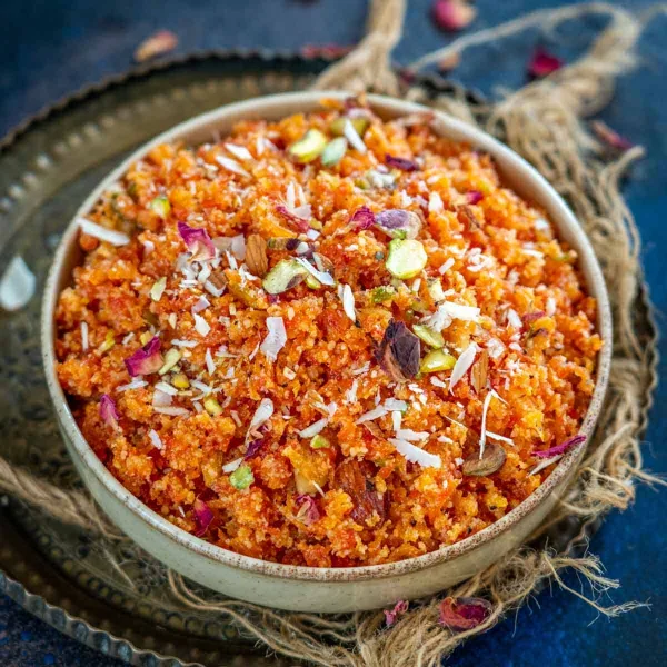 Overhead view of gajar ka halwa
