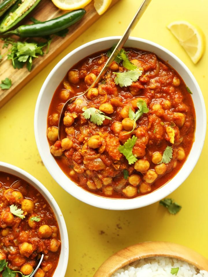 Overhead view of chana masala