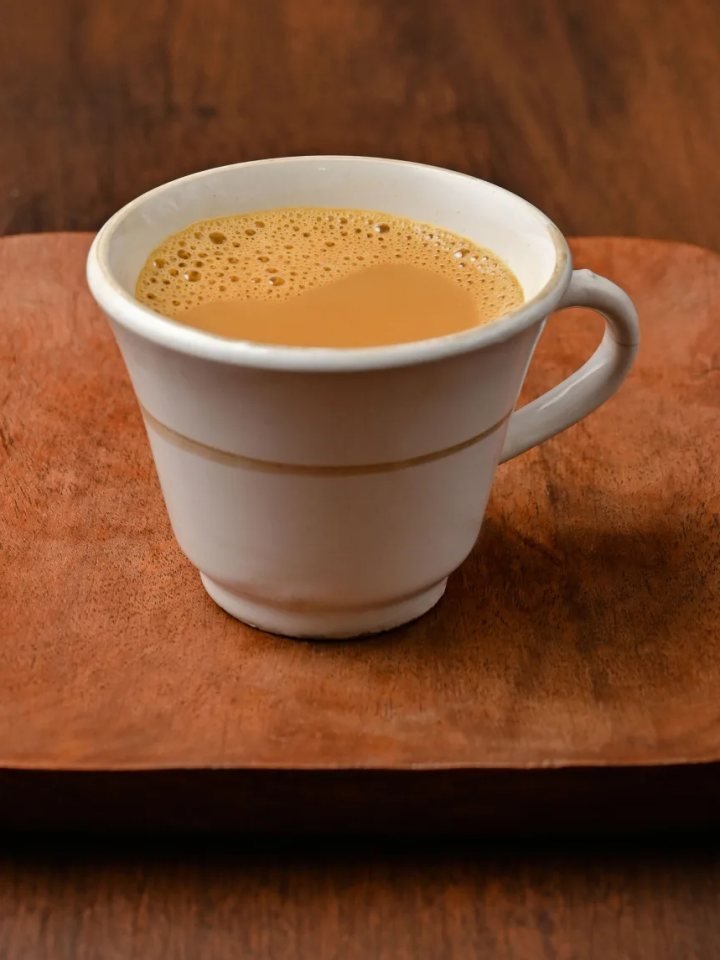 Overhead view of doodh patti chai